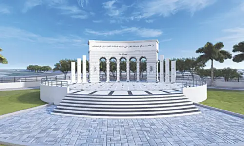 Marka-i-Haq Monument under construction at Islamabad's Kutchery Chowk