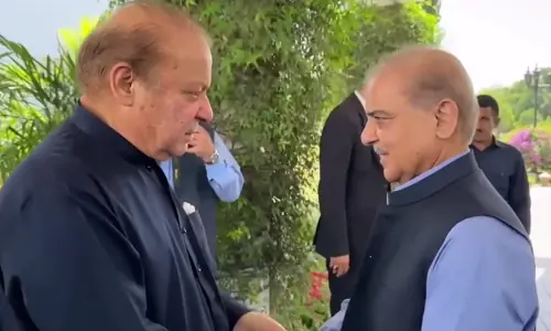 PM Shebbaz calls on Nawaz, discusses political situation in country, steps taken for peace in Middle East