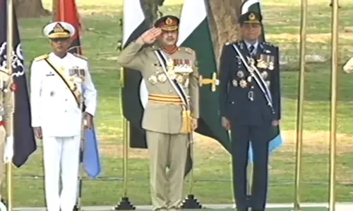 Ceremony marking one year since Marka-i-Haq victory underway at GHQ