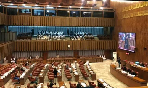 Treasury, opposition clash in Senate as JUI-F senator questions terrorism in KP