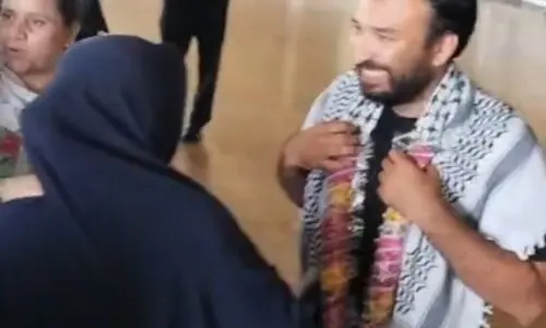 Saad Edhi arrives in Karachi after release from illegal Israeli detention Saad Edhi arrives in Karachi after release from illegal Israeli detention