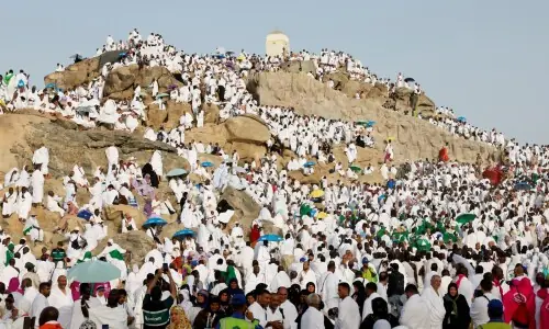 In pictures: Muslims pray on Mount Arafat as Haj reaches its peak