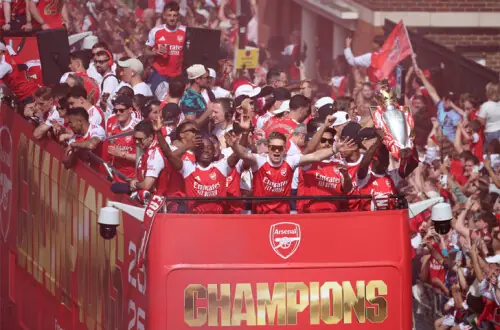 Arsenal set aside loss to PSG with bus parade celebrating EPL crown Arsenal set aside loss to PSG with bus parade celebrating EPL crown