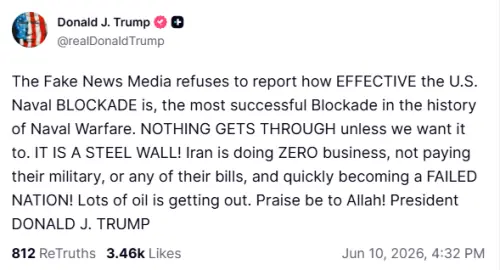 Trump claims Iran becoming 'failed nation' because of US blockade Trump claims Iran becoming 'failed nation' because of US blockade