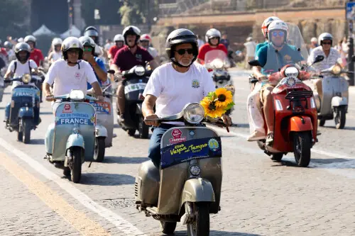 Vespa riders take over Rome's roads to mark iconic scooter's 80th birthday