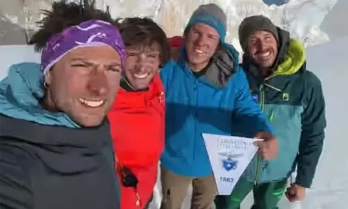 Foreign team makes first 8,000m summit of the summer climbing season in Gilgit-Baltistan Foreign team makes first 8,000m summit of the summer climbing season in Gilgit-Baltistan