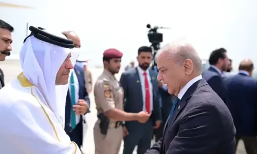PM Shehbaz reaches Qatar on one-day visit to condole death of ex-emir Sheikh Hamad PM Shehbaz reaches Qatar on one-day visit to condole death of ex-emir Sheikh Hamad
