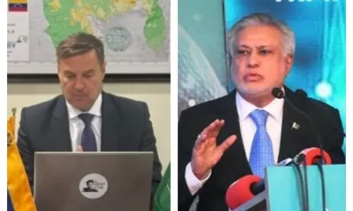 Dar, Venezuelan FM emphasise 'considerable potential' for enhancing economic collaboration Dar, Venezuelan FM emphasise 'considerable potential' for enhancing economic collaboration