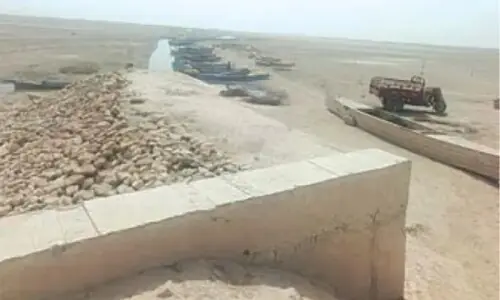 The drying of Manchhar Lake The drying of Manchhar Lake