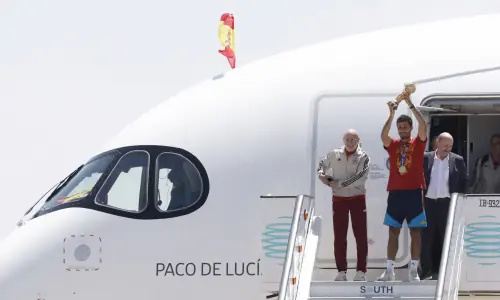 Plane carrying Spain's World Cup winning team lands in Madrid Plane carrying Spain's World Cup winning team lands in Madrid