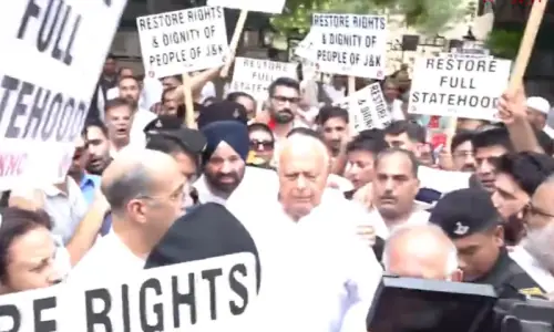 Hundreds protest in Delhi demanding statehood for occupied Kashmir Hundreds protest in Delhi demanding statehood for occupied Kashmir