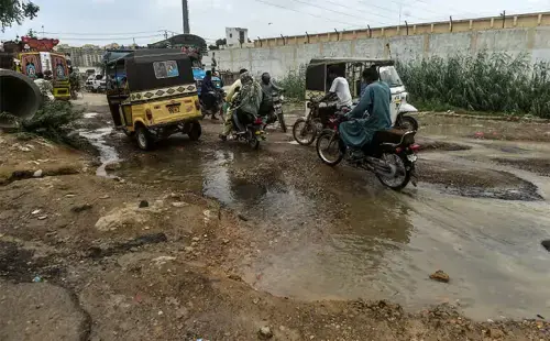Pothole-riddled roads in Gulistan-i-Jauhar turn daily travel into an exhausting ordeal for Karachiites
