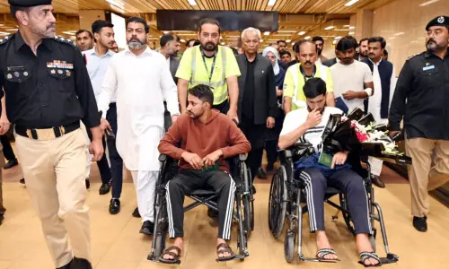 4 injured Pakistanis rescued from vessel hijacked in Somalia arrive in Karachi with remains of 3 colleagues 4 injured Pakistanis rescued from vessel hijacked in Somalia arrive in Karachi with remains of 3 colleagues