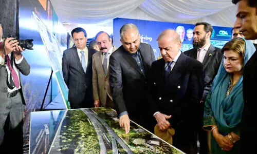Shehbaz lays foundation stone of Kashmir Chowk underpass Shehbaz lays foundation stone of Kashmir Chowk underpass