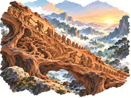 Camphor root carving recalls Mao Zedong&rsquo;s Long March