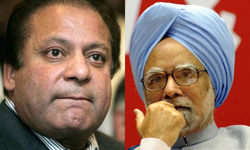 Pakistani Prime Minister Nawaz Sharif and Indian Prime Minister Manmohan Singh. — File Photo.