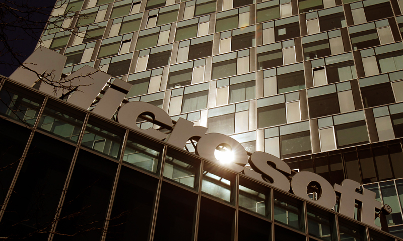 The Microsoft logo is seen at their offices in Bucharest March 20, 2013. — Reuters Photo