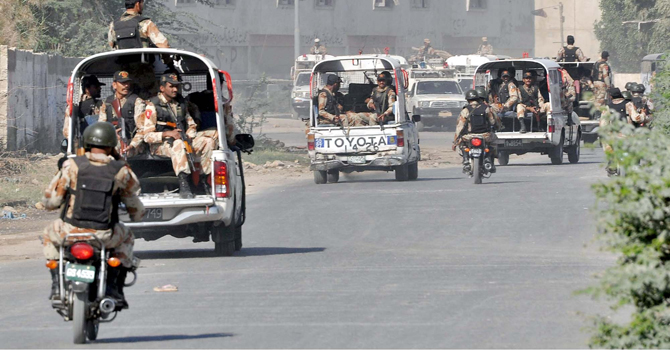 Karachi Rangers forces heading towards an area to conduct a targeted operation - File Photo