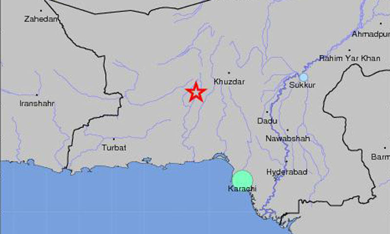 The US Geological Survey said the epicentre of the earthquake was located 96 kilometres northeast of Balochistan's Awaran district, already devastated from a massive quake earlier in the week. — Photo: USGS