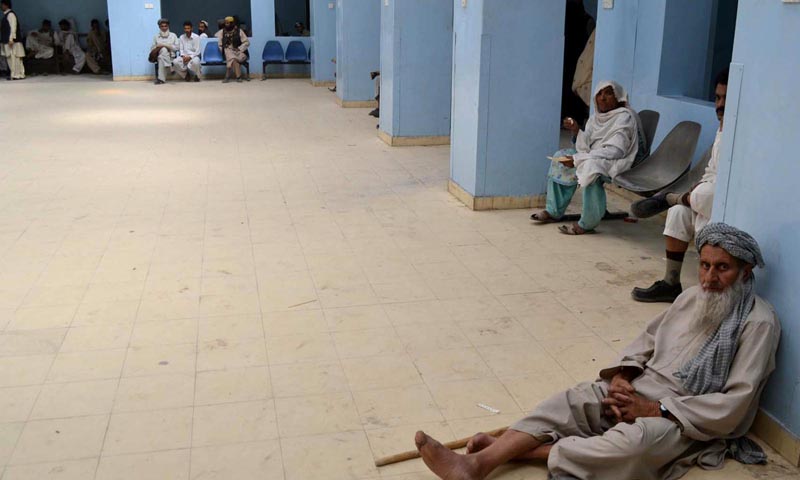 Patients waiting for doctors in the OPD of Civil Hospital as doctor’s remain on strike against the kidnapping of senior heart specialist, Dr. Munaf Tareen - Photo by INP