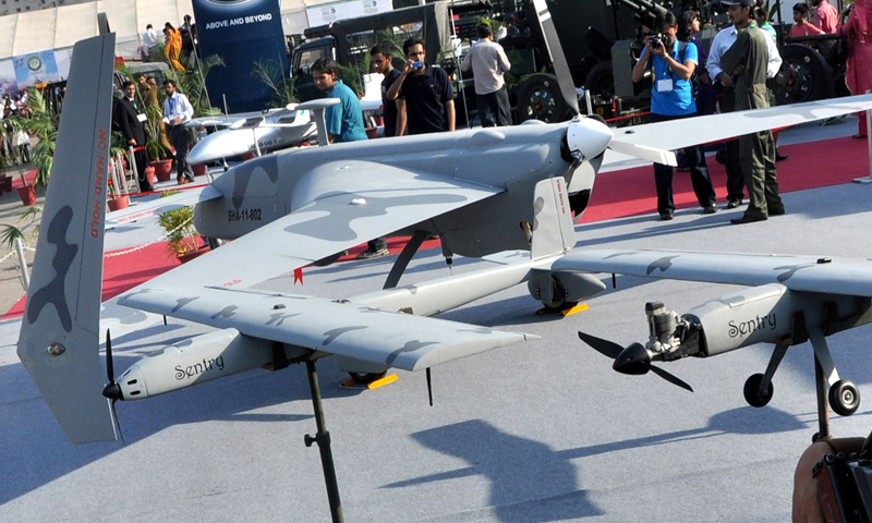 The Shahpar drone, shown here in this photo from the International Defence Exhibition (IDEAS) in Karachi, Pakistan on Nov 15, 2012.—AP/File Photo