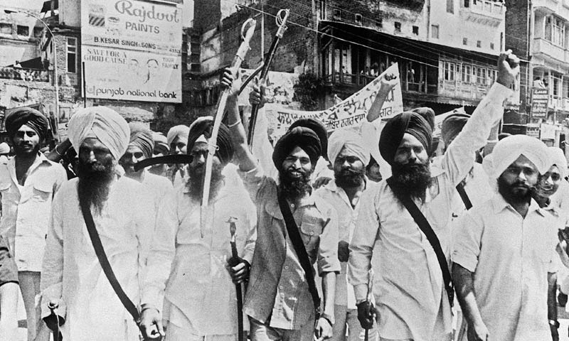 In this file picture taken on April 16, 1984 Sikh militants march in the streets of Amritsar, Punjab. -AFP Photo