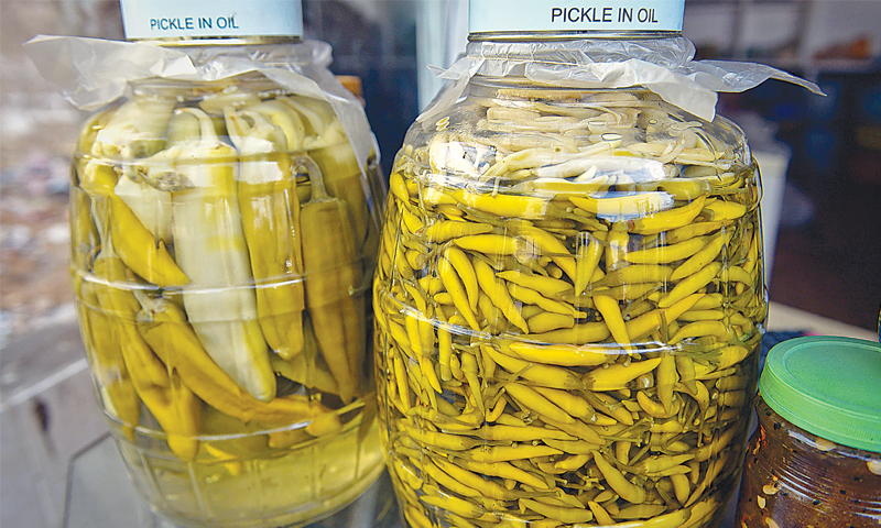 Green chilli pickle.