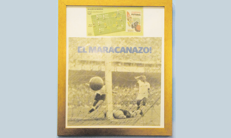 A NEWSPAPER clipping on the walls of the hotel showing the Maracanazo.