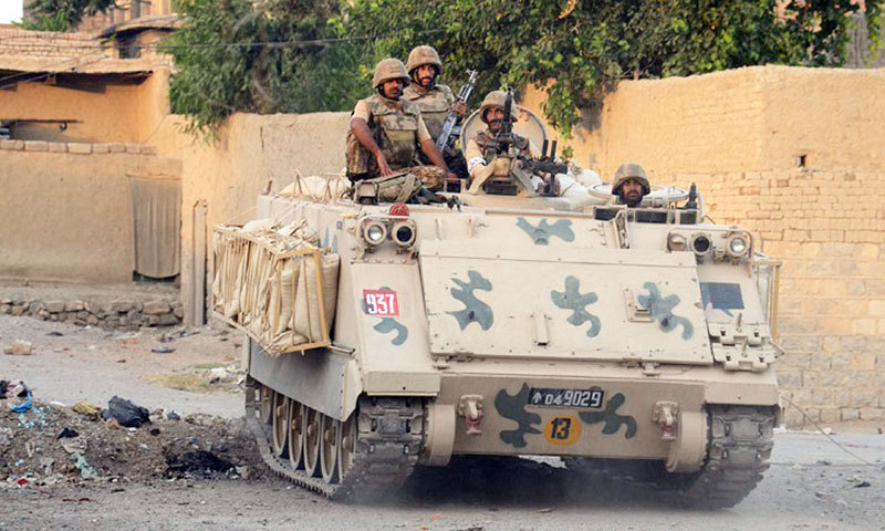 A Pakistan Army tank patrols a suspected militant area in North Waziristan. – Photo by ISPR/File