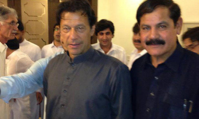 PTI chief Imran Khan and KP Information Minister Mushtaq Ghani. — Courtesy: Facebook page of Mushtaq Ghani