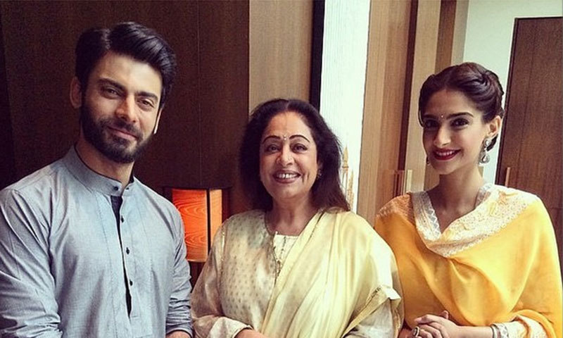  Fawad Khan, Kiron Kher and Sonam Kapoor. – Photo Courtesy Sonam Kapoor Facebook Page 
