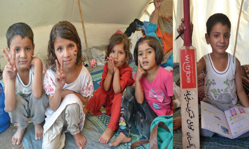 Children at the PAT sit-in inside their tent. — Dawn
