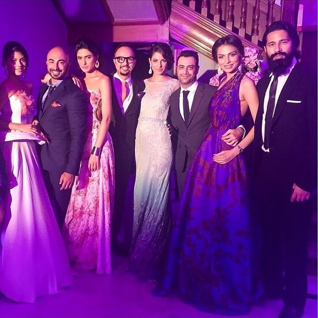  Models Sunita, Nadia, Cybil, Fauzia and Abbas pose with HSY, Kami and Nomi at LUX last night. – Photo Courtesy Sunday Times Instagram 