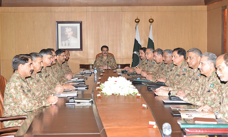 Chief of Army Staff General Raheel Sharif presiding over 175th Corps Commanders Conference at General Headquarters today. — Photo by ISPR