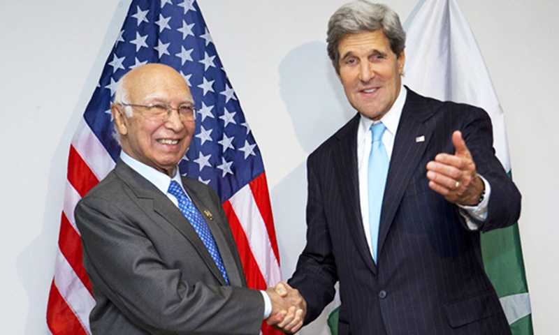 Sartaj Aziz says experience with lobbyists was not very encouraging in the past..—AFP file photo