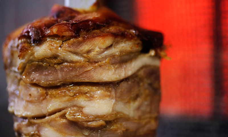 Kebab meat is seen on a spit at a restaurant in Clisson, Western France. -Photo by AP