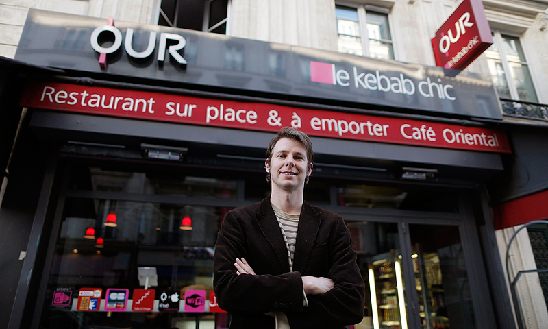 OUR kebab founder and CEO Damien Schmitz poses at his restaurant near the Saint-Lazare train station in Paris. -Photo by AP 