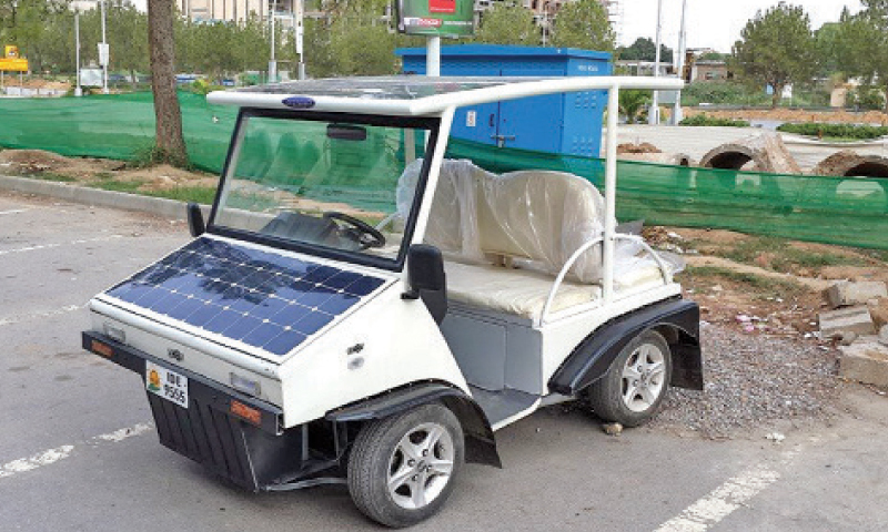 A solar-powered prototype vehicle.