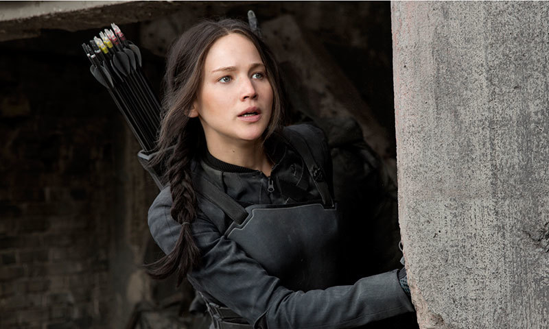 Jennifer Lawrence as Katniss Everdeen in a scene from 