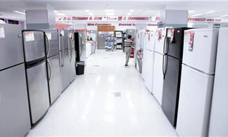 Fridges are displayed at a store.Consumer appliances &mdash; fridges, air conditioners, etc &mdash; are selling like hot cakes in Pakistan,despite a small dip in the month of August.&mdash;Reuters/File
