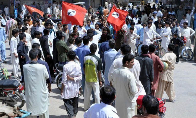 Activists of a Sindhi nationalist party held a protest demonstration against murder of their party’s leader Maqsood Qureshi.—PPI/File