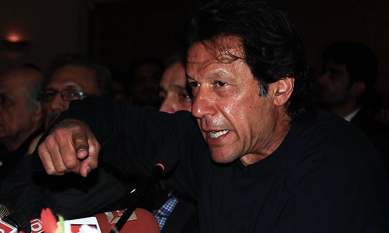 Imran Khan talking to the media persons at a local hotel.&mdash; Online/file