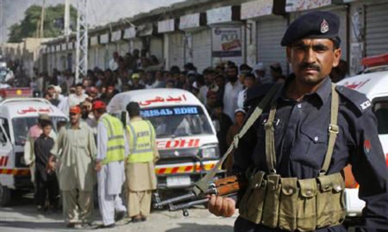 A policeman stands guard in the outskirts of Quetta. — Reuters/file