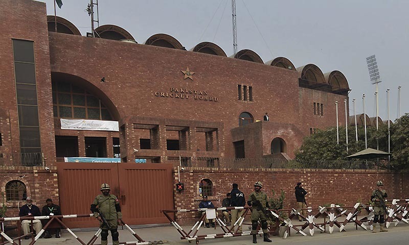 Rangers personnel keep watch outside the Gaddafi Cricket stadium in Lahore on December 20, 2014. — AFP