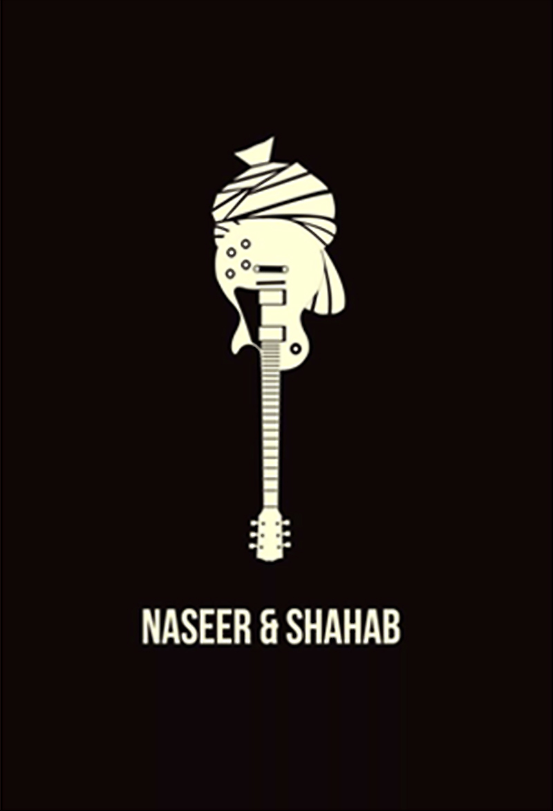   Naseer and Shahab’s logo, as designed by Shahab Qamar in 2010. The logo consists of a Pakhtun turban atop an inverted electric guitar and speaks of the multiculturalism they're out there to promote. The duo draws its instrumental inspiration from their favourite Western bands as teenagers like Linkin Park and Coldplay.