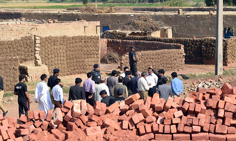 Site, where a Christian couple was lynched by a mob in Kot Radha Kishan.&mdash;AFP/File
