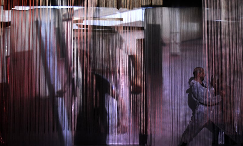 A modern dance by German troupe EKSOD uses dark lights and laser projections to delve deep into the human psyche at the NAPA International Theatre Festival 2014. – Arif Mahmood/White Star