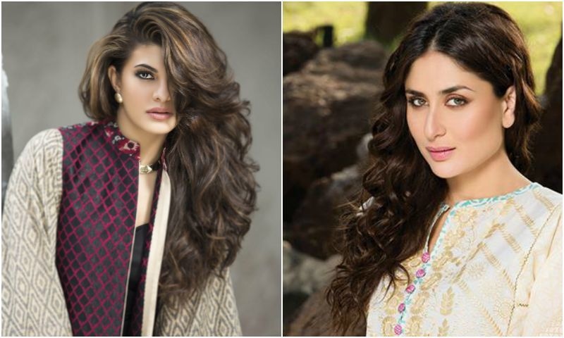 L-R: Jacqueline Fernandez for Zainab Chottani and Kareena Kapoor for Faraz Manan