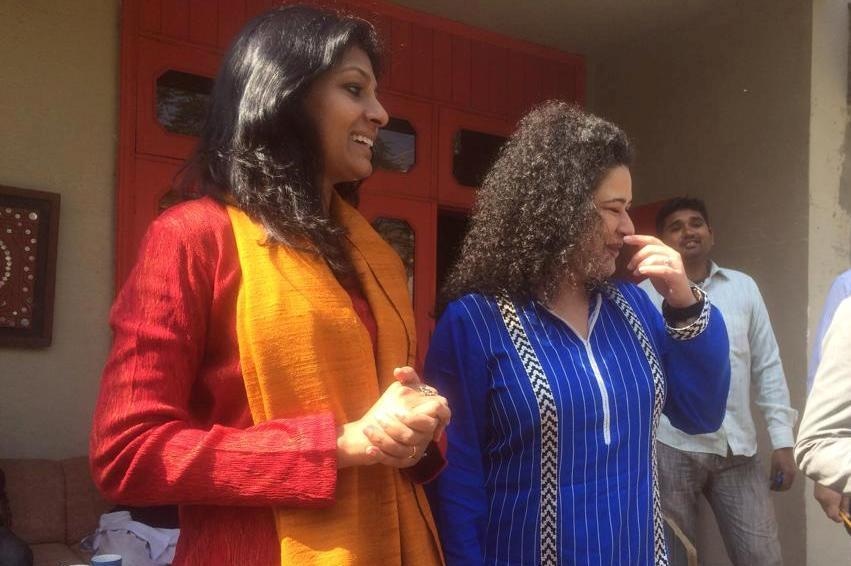 Nandita Das with Sania Saeed in Lahore. &mdash; Photo courtesy author