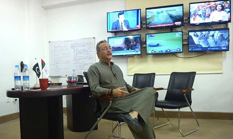 Haider Abbas Rizvi, a senior MQM leader at his office in Karachi. - AFP